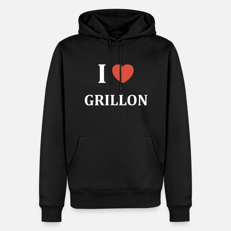 i love grillon - Sweat à capuche Premium bio Homme - noir