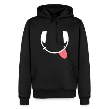 Laughing Headphones | Music, Party, Concert - Men’s Premium Organic Hoodie - black - Front - Nico (187cm)