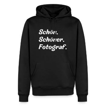Schön. Schöner. Fotograf - Männer Premium Bio Hoodie - Schwarz - Vorne - Nico (187cm)