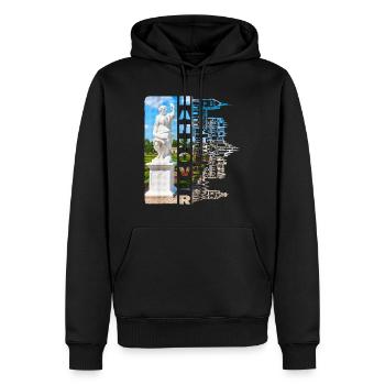 Hanovre, Allemagne, ville, horizon, maison, amour - Sweat à capuche Premium bio Homme - noir - Devant - Nico (187cm)