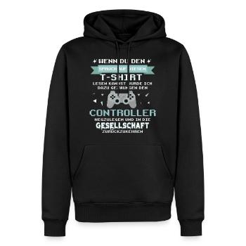 Gamer Zocker Games Pc - Lustiges Gaming Spruch T-S - Männer Premium Bio Hoodie - Schwarz - Vorne - Nico (187cm)