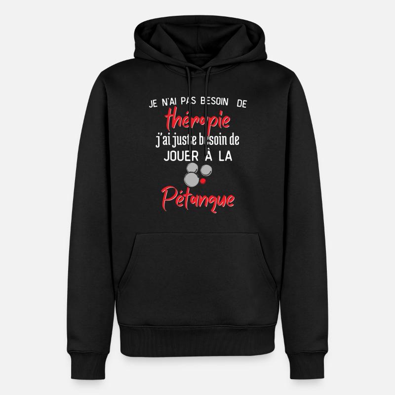 Thérapie Pétanque - Sweat à capuche Premium bio Homme - noir