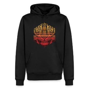 Tiger Animal Predator Wild Wilderness Vintage Rétro - Sweat à capuche Premium bio Homme - noir - Devant - Nico (187cm)