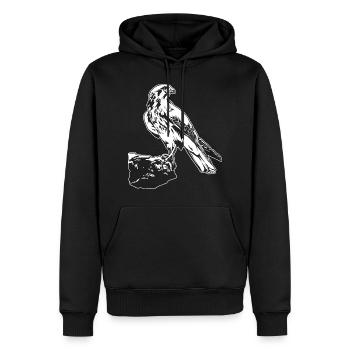 Falke Vogel sitzt auf Baum Cool Vogel Liebhaber Geschenk - Männer Premium Bio Hoodie - Schwarz - Vorne - Nico (187cm)