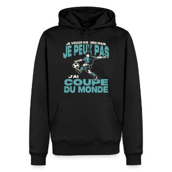 Je peux pas j'ai coupe du monde. - Sweat à capuche Premium bio Homme - noir - Devant - Nico (187cm)
