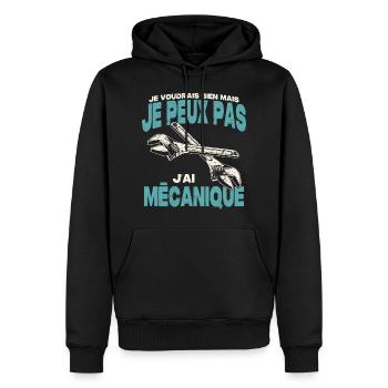 Je peux pas j'ai mécanique. - Sweat à capuche Premium bio Homme - noir - Devant - Nico (187cm)