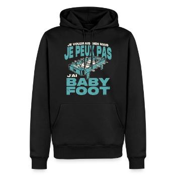 Je peux pas j'ai baby foot. - Sweat à capuche Premium bio Homme - noir - Devant - Nico (187cm)