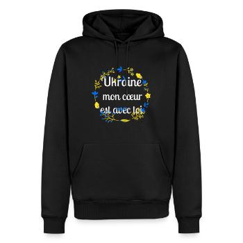Ukraine mon coeur est avec toi - Sweat à capuche Premium bio Homme - noir - Devant - Nico (187cm)