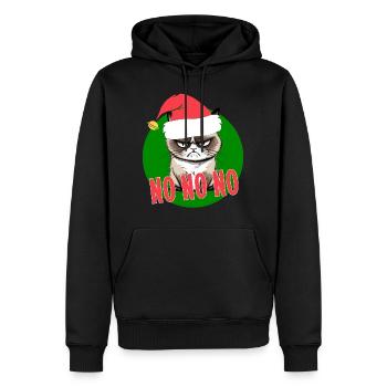 Cat xmas santa hat HO HO HO NO fun Katze Weihnacht - Männer Premium Bio Hoodie - Schwarz - Vorne - Nico (187cm)