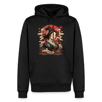 Femme japonaise de fleur de montagne - Sweat à capuche Premium bio Homme - noir - Devant - Nico (187cm)
