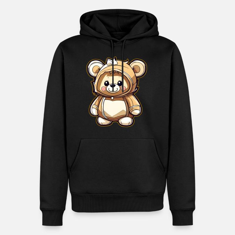 Ours en peluche mignon - Sweat à capuche Premium bio Homme - noir