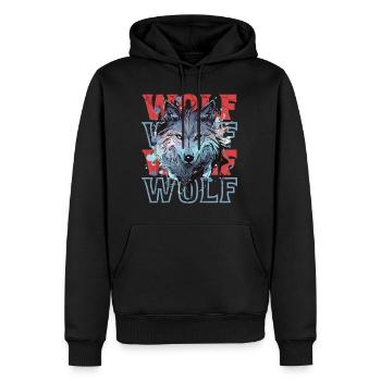 Loup loup tête mystique Nature sauvage sauvage Art - Sweat à capuche Premium bio Homme - noir - Devant - Nico (187cm)