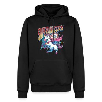 Licorne super-héros superpouvoirs bande dessinée surnaturelle - Sweat à capuche Premium bio Homme - noir - Devant - Nico (187cm)
