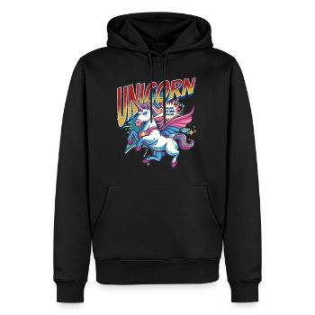Licorne super-héros superpouvoirs bande dessinée surnaturelle - Sweat à capuche Premium bio Homme - noir - Devant - Nico (187cm)