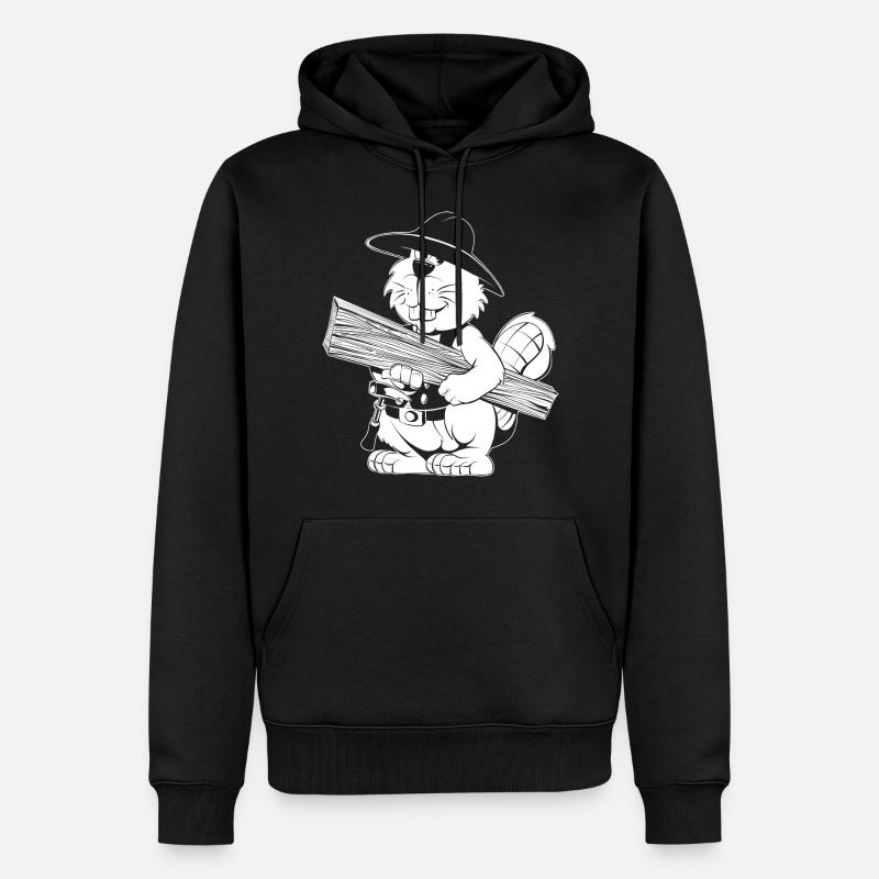 Caricature de charpentier - Sweat à capuche Premium bio Homme - noir