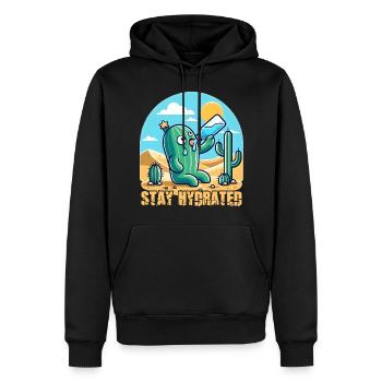 Kaktus Stay Hydrated - Männer Premium Bio Hoodie - Schwarz - Vorne - Nico (187cm)