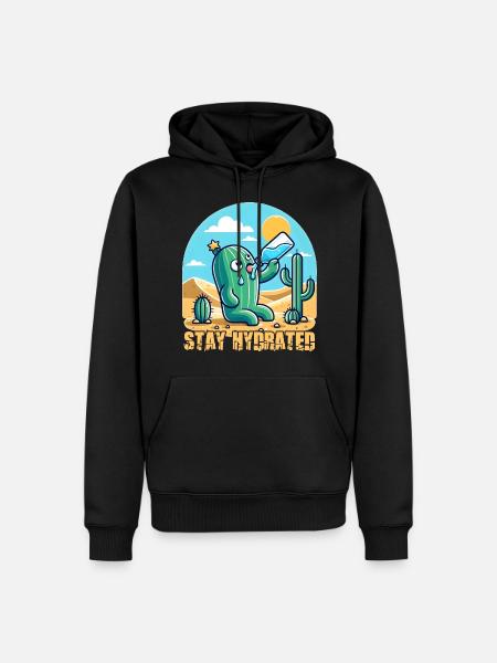 Cactus Stay Hydrated - Men’s Premium Organic Hoodie - black