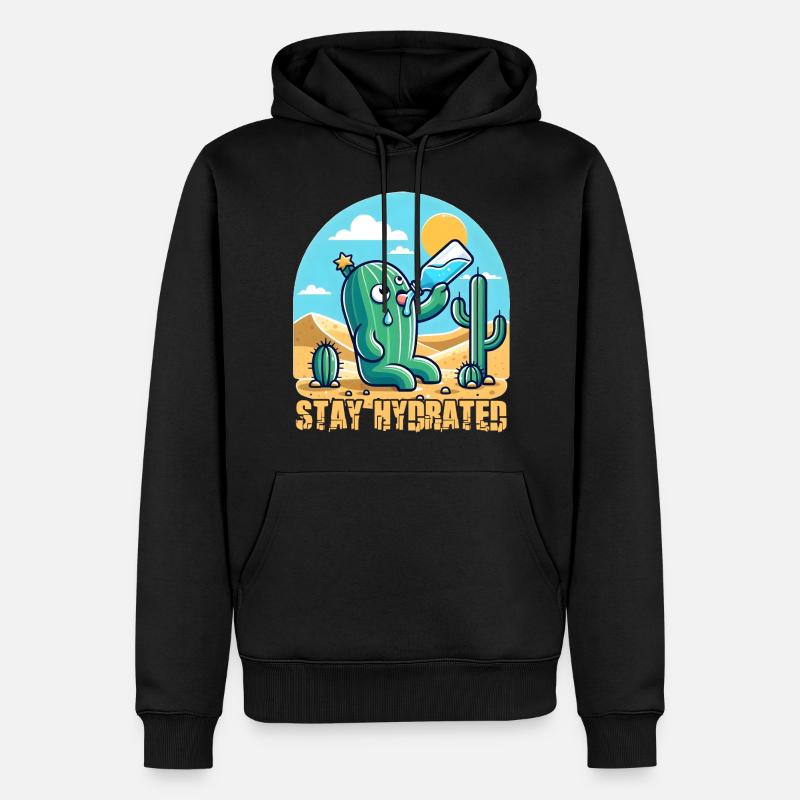 Cactus Restez hydraté - Sweat à capuche Premium bio Homme - noir