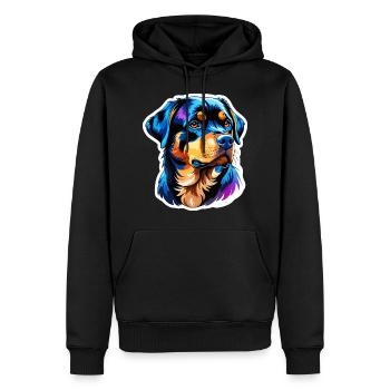 Aquarelles Rottweiler - Sweat à capuche Premium bio Homme - noir - Devant - Nico (187cm)
