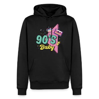 90er Jahre 90s Retro Geschenk - Männer Premium Bio Hoodie - Schwarz - Vorne - Nico (187cm)