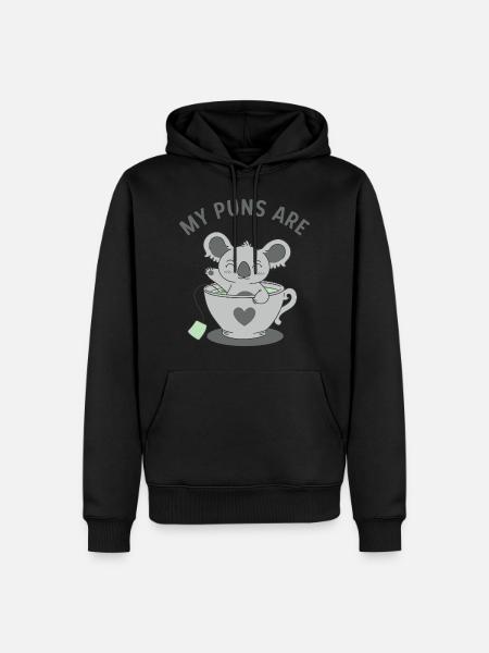 Koala-Tee-Wortspiele - Männer Premium Bio Hoodie - Schwarz