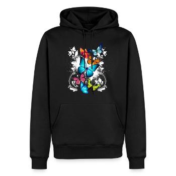 Schmetterling Bunt Farbenfroh Schön Kunst Natur - Männer Premium Bio Hoodie - Schwarz - Vorne - Nico (187cm)