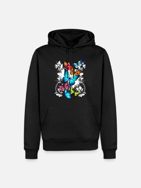 Sommerfugl Farverig Farverig Smuk Kunst Natur - Herre Premium økologisk hoodie - sort
