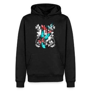 Schmetterling Bunt Farbenfroh Schön Kunst Natur - Männer Premium Bio Hoodie - Schwarz - Vorne - Nico (187cm)