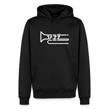 Jazz - Männer Premium Bio Hoodie - Schwarz - Vorne - Nico (187cm)
