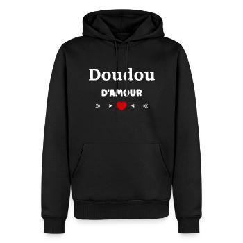Doudou d'amour - Sweat à capuche Premium bio Homme - noir - Devant - Nico (187cm)