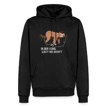 In der Ruhe liegt die Kraft Faultier Studenten - Männer Premium Bio Hoodie - Schwarz - Vorne - Nico (187cm)
