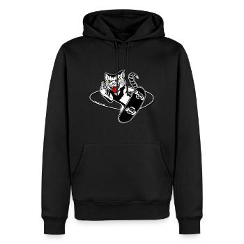Skate Flip Cat - Men’s Premium Organic Hoodie - black - Front - Nico (187cm)