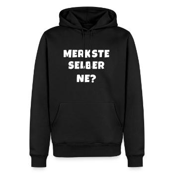 Merkste selber ne? - Männer Premium Bio Hoodie - Schwarz - Vorne - Nico (187cm)