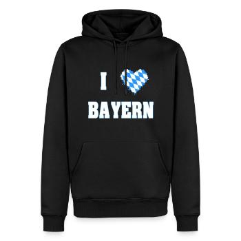 I love Bayer, Herz, Geschenk, Bavaria - Männer Premium Bio Hoodie - Schwarz - Vorne - Nico (187cm)