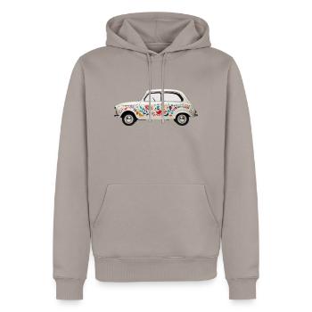 Voiture Classique - Sweat à capuche Premium bio Homme - taupe - Devant - Nico (187cm)