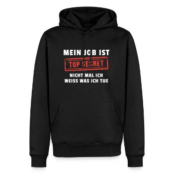 Mein Job ist Top Secret - Männer Premium Bio Hoodie - Schwarz - Vorne - Nico (187cm)