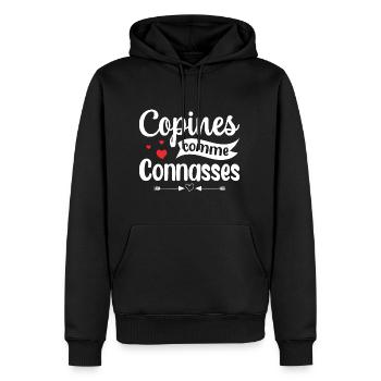 Copine Femme Copines Comme Connasses - Sweat à capuche Premium bio Homme - noir - Devant - Nico (187cm)