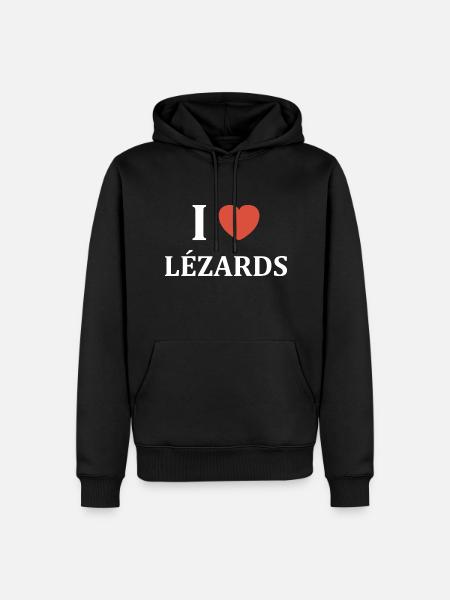 i love lézards - Sweat à capuche Premium bio Homme - noir