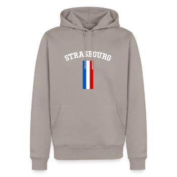 Strasbourg Ligue 1 - Men’s Premium Organic Hoodie - taupe - Front - Nico (187cm)