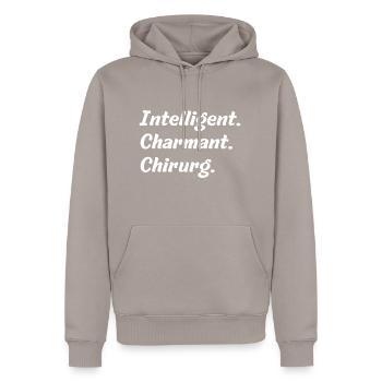 Intelligent. Charmant. Chirurg - Männer Premium Bio Hoodie - Taupe - Vorne - Nico (187cm)