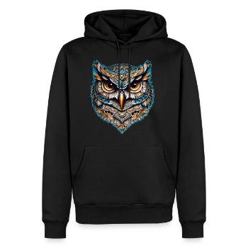 Coole Steampunk Eule - Männer Premium Bio Hoodie - Schwarz - Vorne - Nico (187cm)