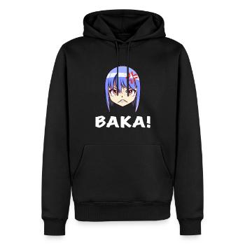 Visage d’anime en colère Emoji Baka ! - Chemise d’anime - Sweat à capuche Premium bio Homme - noir - Devant - Nico (187cm)