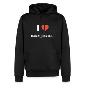 I LOVE Baraqueville - Sweat à capuche Premium bio Homme - noir - Devant - Nico (187cm)