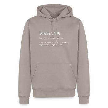 T-shirt d’avocat - Humour pour les experts juridiques - Sweat à capuche Premium bio Homme - taupe - Devant - Nico (187cm)