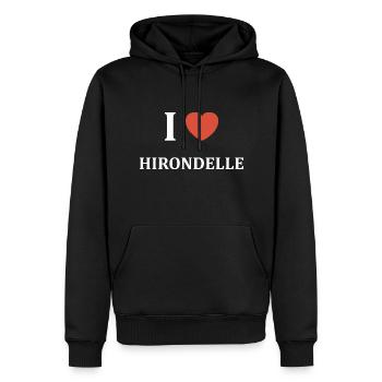 i love Hirondelle - Sweat à capuche Premium bio Homme - noir - Devant - Nico (187cm)