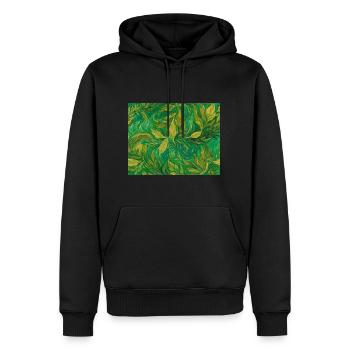 Leaves, impressionistic, in vivid green shades. - Men’s Premium Organic Hoodie - black - Front - Nico (187cm)