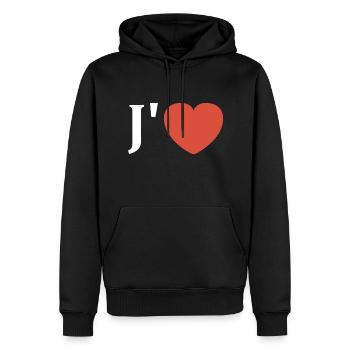 J'aime - Sweat à capuche Premium bio Homme - noir - Devant - Nico (187cm)