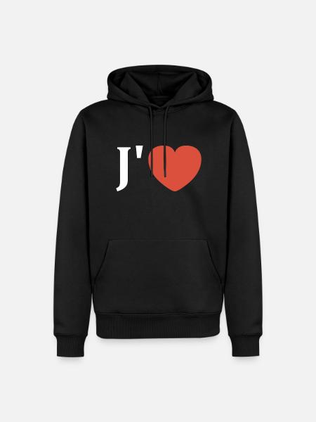 J'aime - Sweat à capuche Premium bio Homme - noir