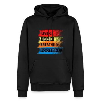 FOOTBALL FASHION LIVE TRAIN FOOTBALL - Men’s Premium Organic Hoodie - black - Front - Nico (187cm)