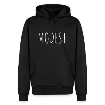 modest - Männer Premium Bio Hoodie - Schwarz - Vorne - Nico (187cm)